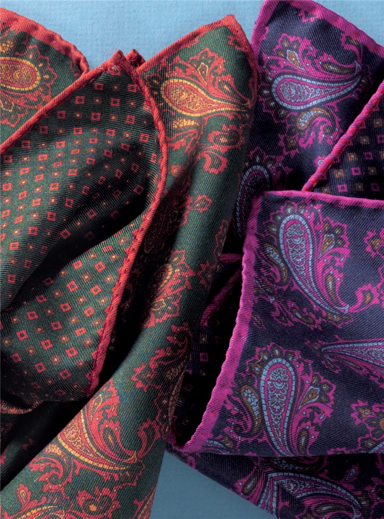 Silk Printed Paisley Reversible Pocket Squares