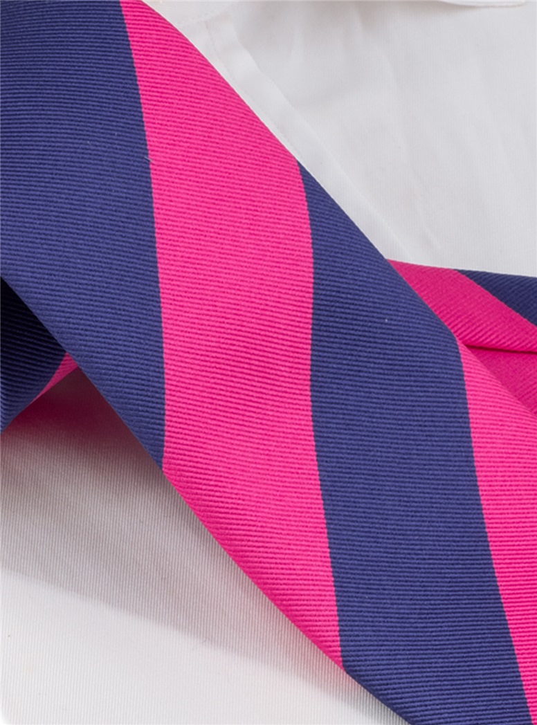 Silk Block Striped Tie in Azalea