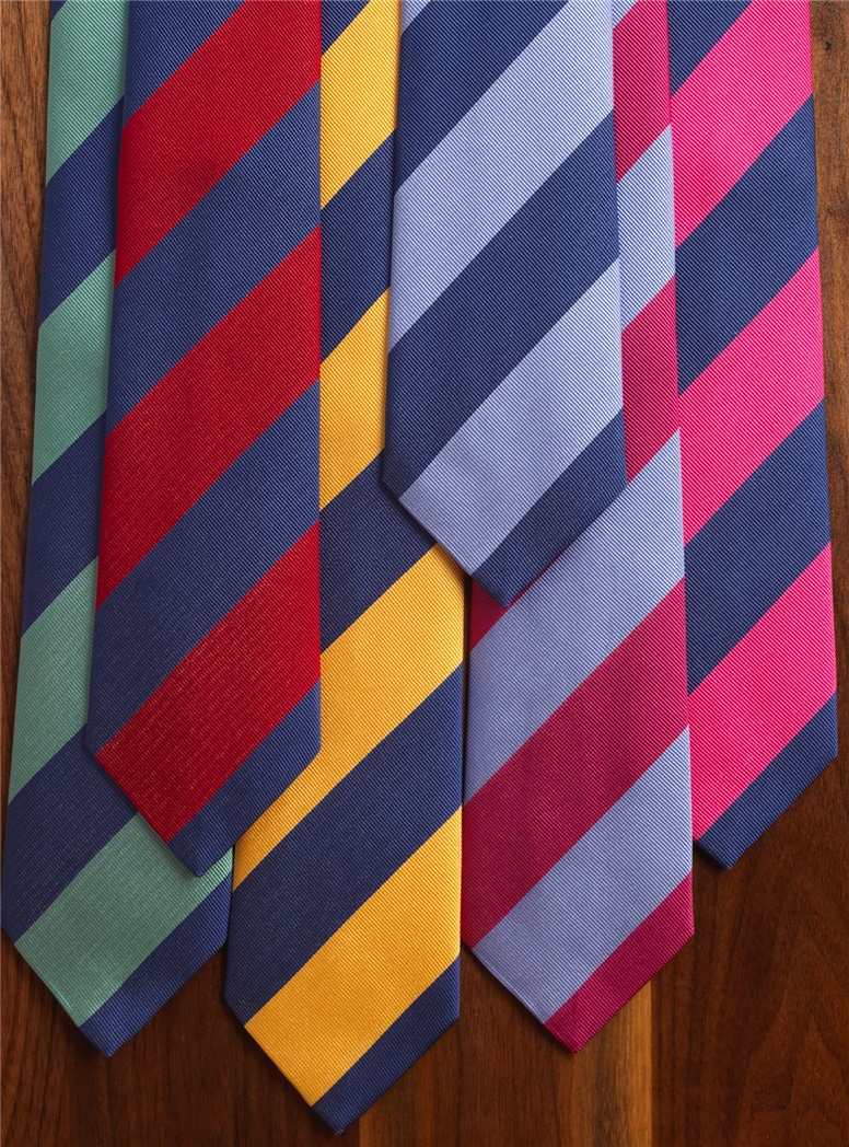 Silk Block Striped Tie in Azalea