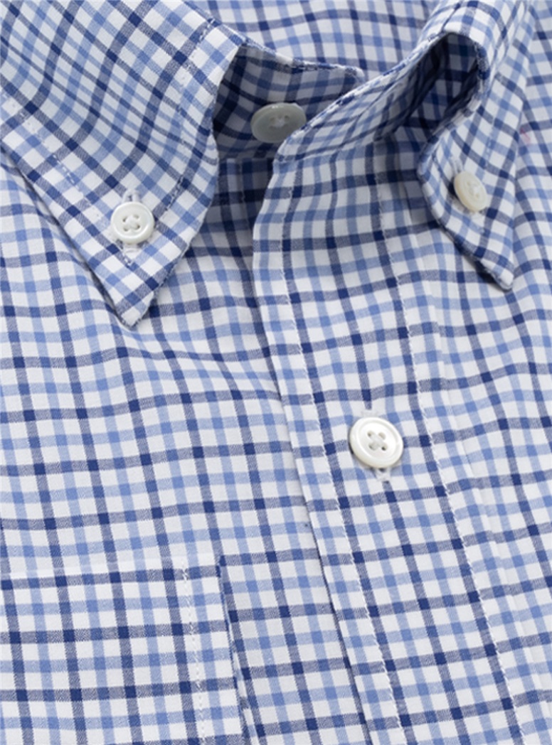 Sky and Navy Check Button Down