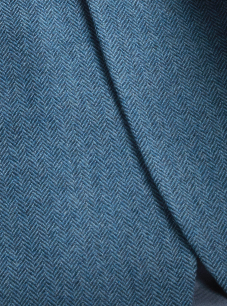 Japanese Blue Herringbone Cashmere Sport Coat