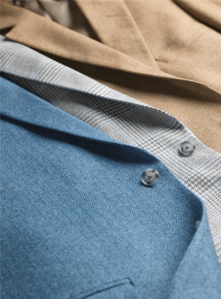 Japanese Blue Herringbone Cashmere Sport Coat