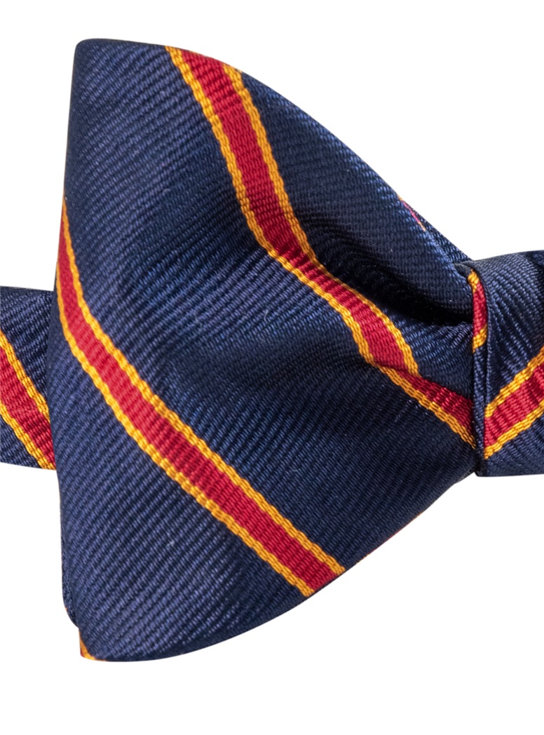 Silk Stripe Bow Tie in Navy and Ruby