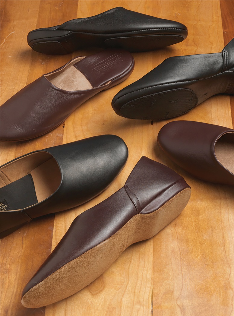 The Edward Backless Calf Skin Slippers with Non-Slip Soles