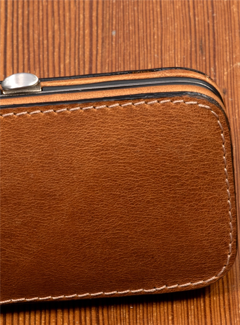Leather Five Piece Manicure Case in Golden Tan