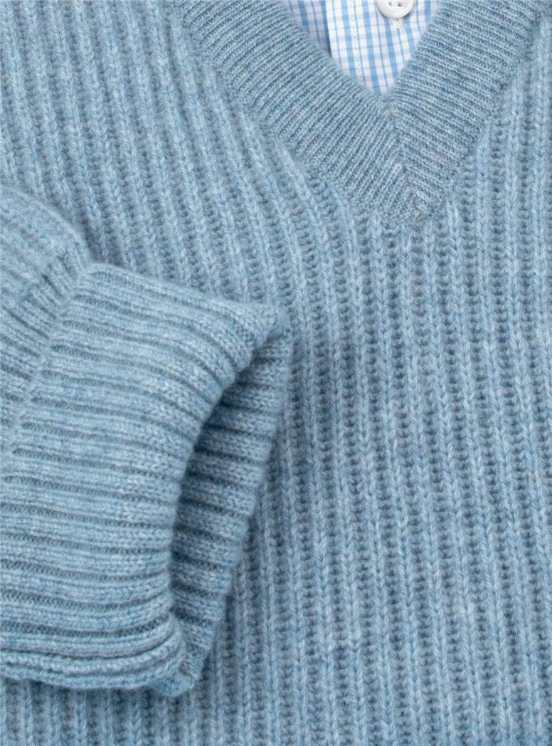 Cashmere Ribbed Vneck Sweater