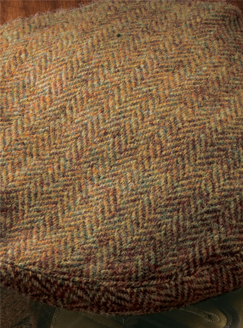 Wool Garforth Cap in Brown and Cream Herringbone