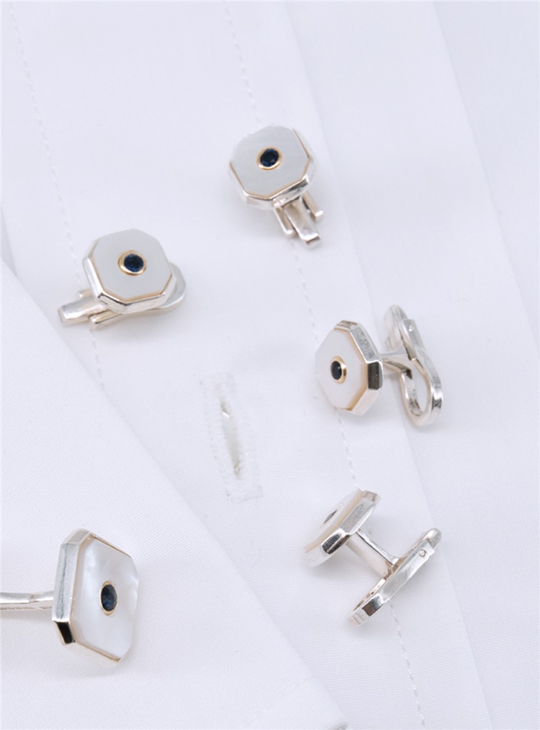 Mother of Pearl and Sapphire Stud Set