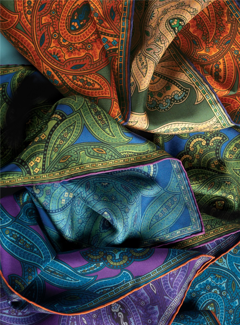 Silk Paisley Print Pocket Squares