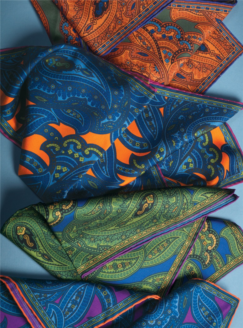 Silk Paisley Print Pocket Squares