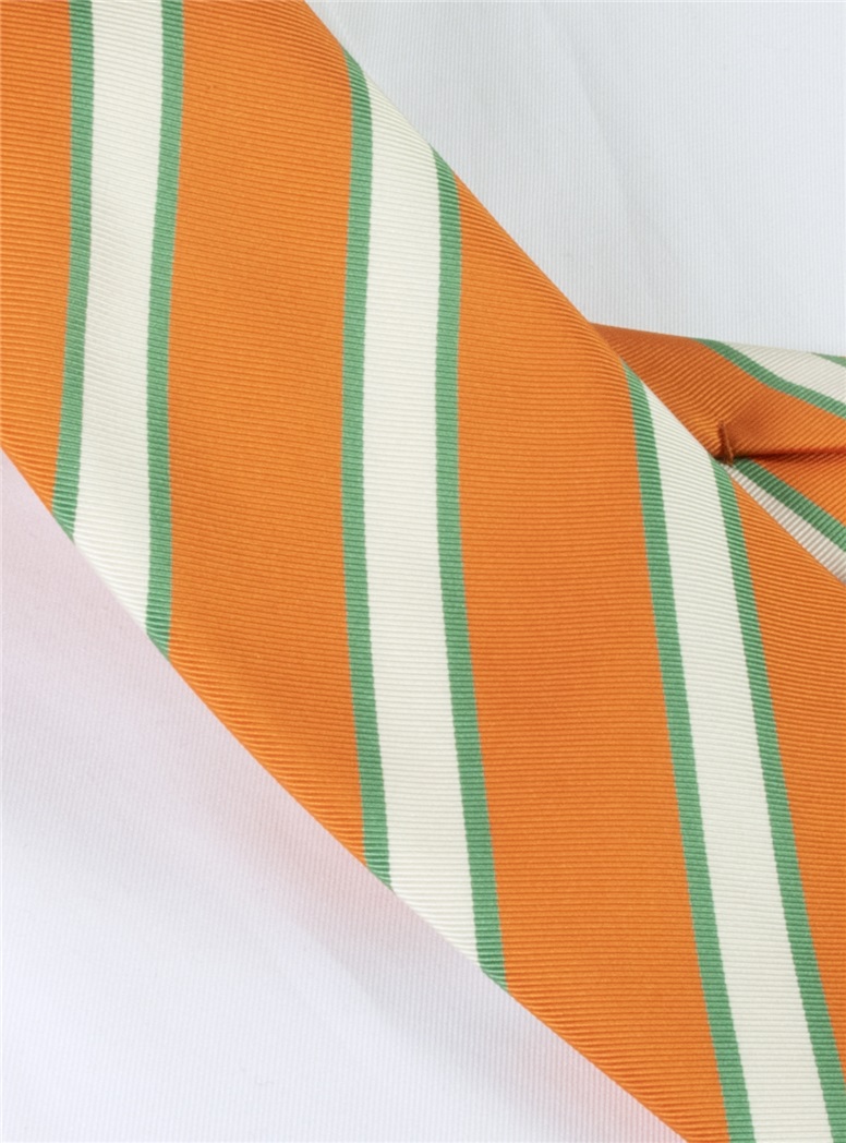 Mogador Silk Stripe Tie in Tangerine