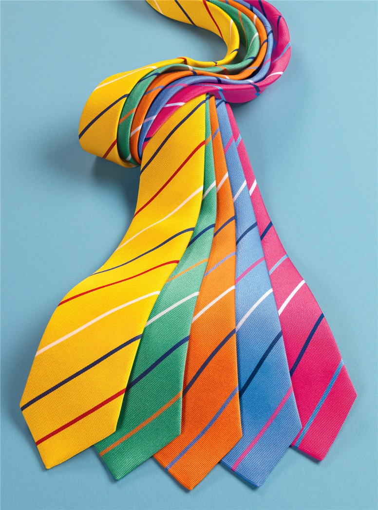 Silk Triple Stripe Tie in Azalea