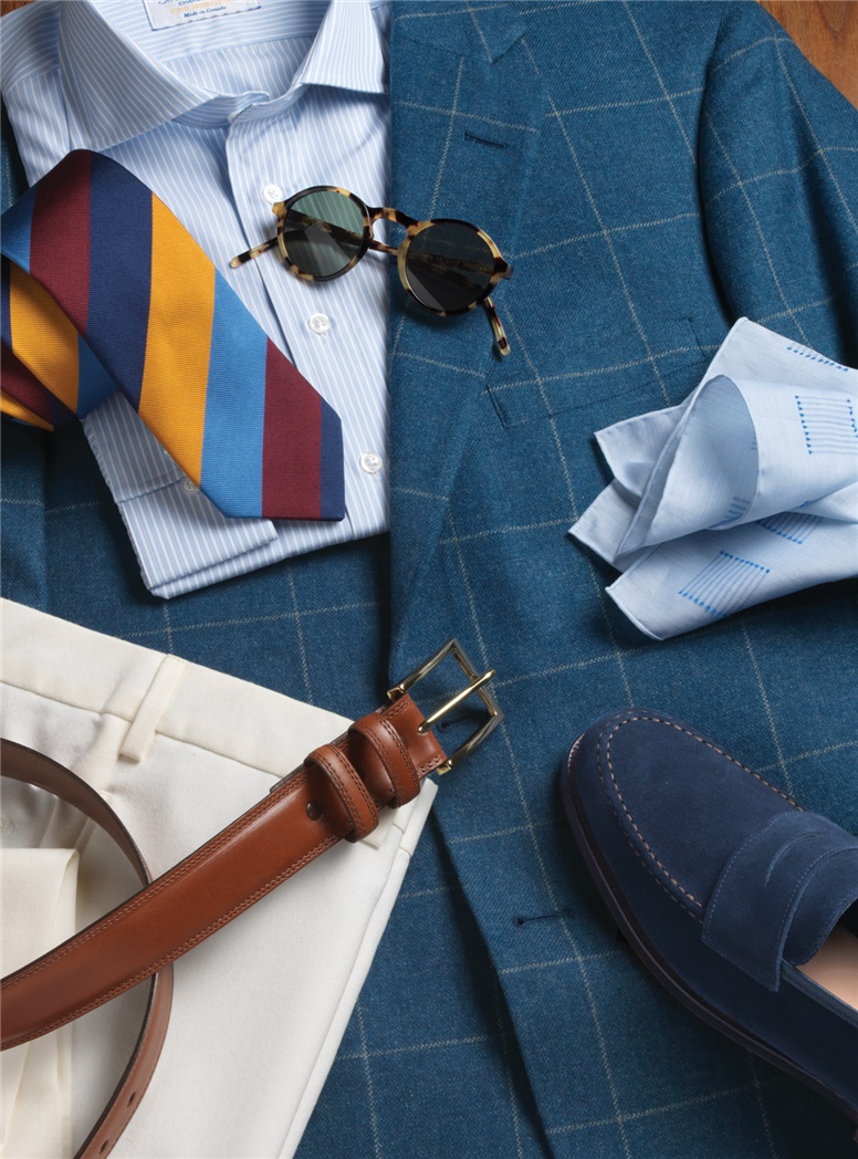 Storm Blue Sport Coat with Cream Windowpane