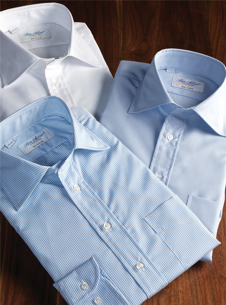 Sky Blue & White Stripe Spread Collar Travel Shirt