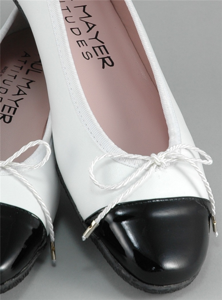 Contrast Toe White and Black Flats