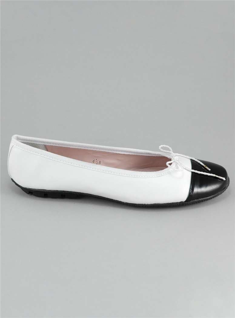 Contrast Toe White and Black Flats