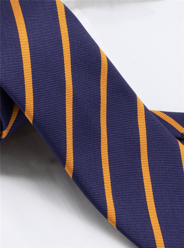 Silk Bar Striped Tie in Canary
