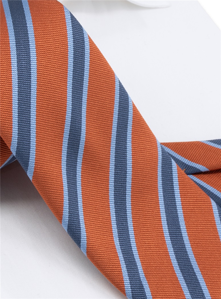 Silk Striped Tie in Sienna