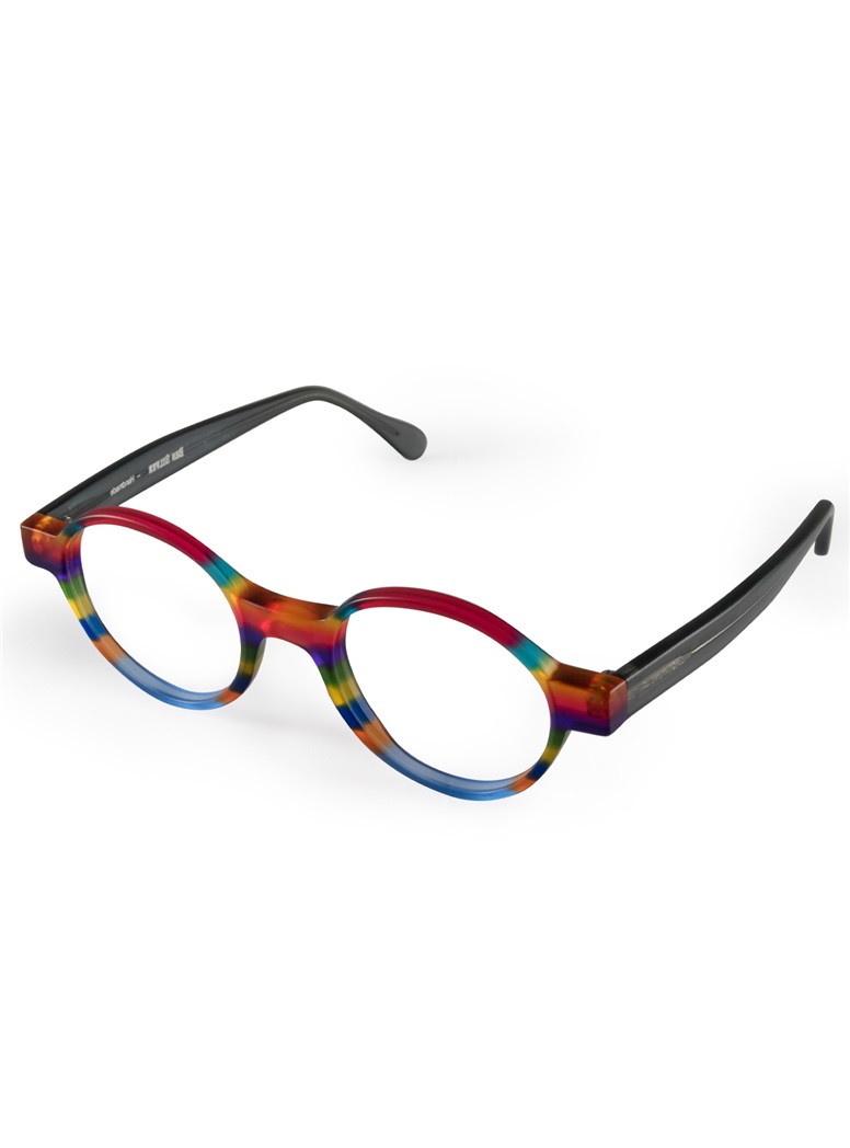 Multi-Colored Handmade Frame in Translucent Rose, Teal, Yellow and Grey