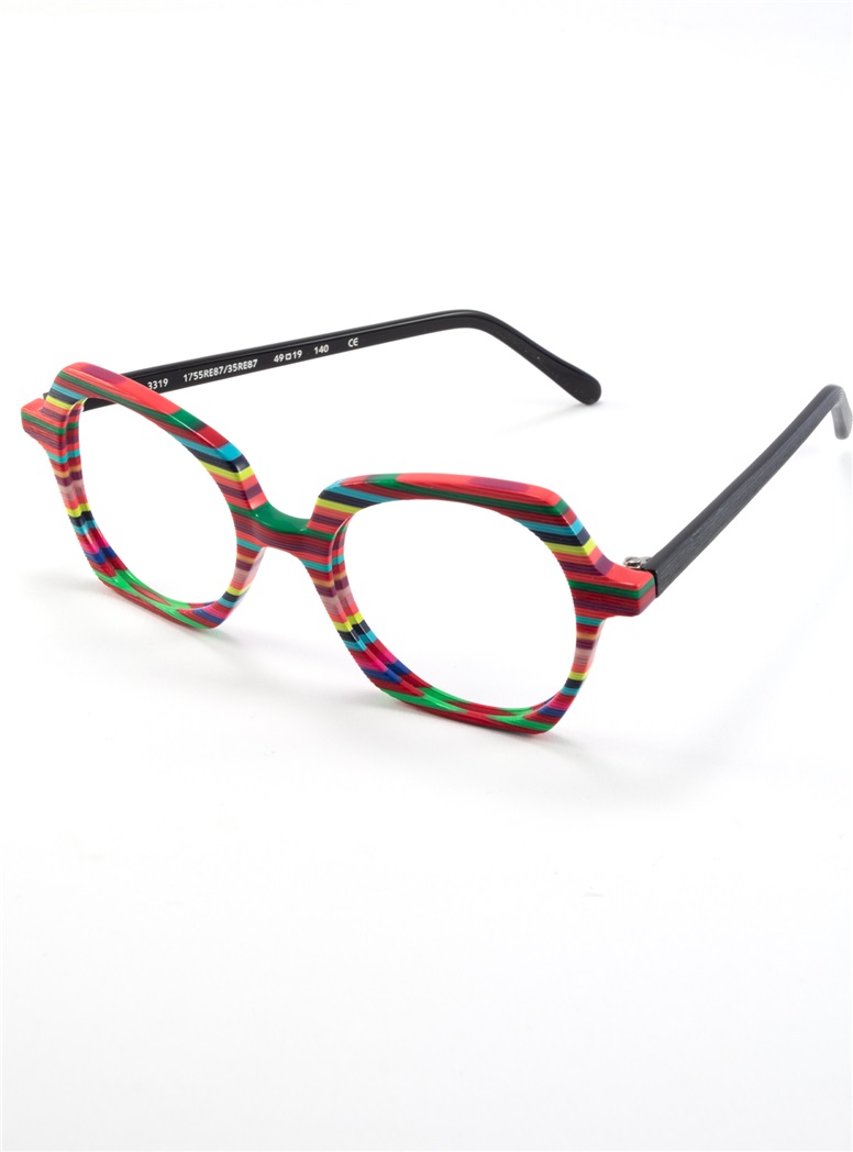 Multi-Stripe Wissing Oval Frame in Blue, Red, Yellow