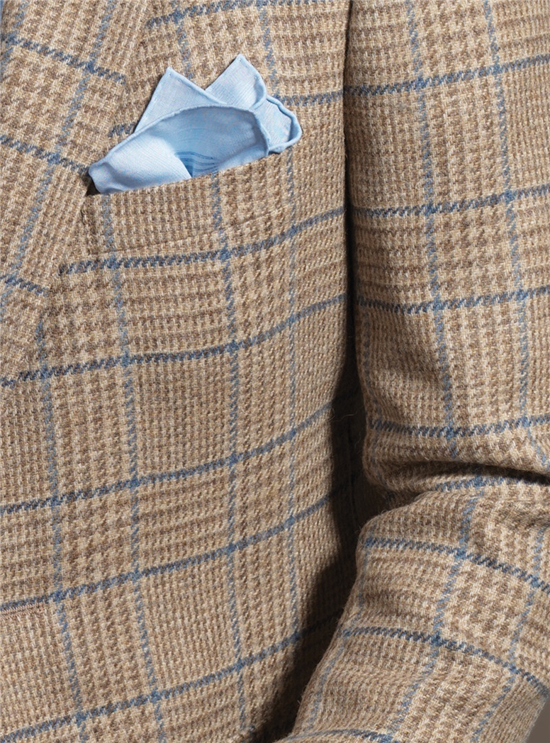 Tan and Cream Prince of Wales Plaid Sport Coat Center Vent