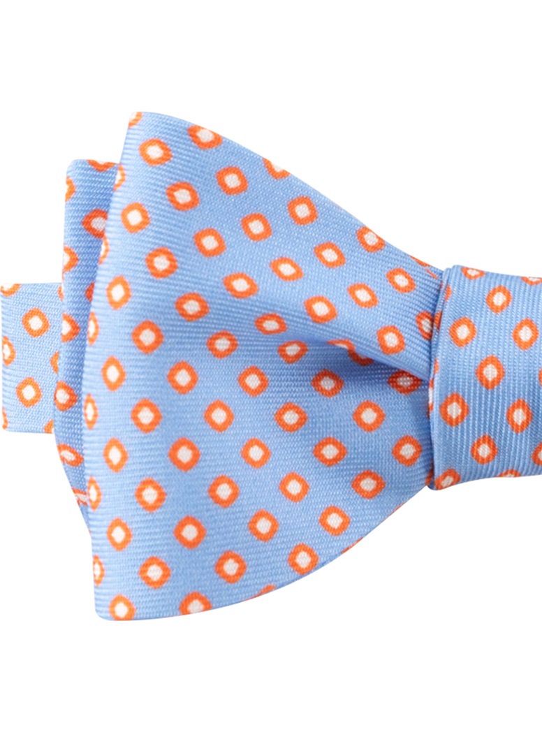 Printed Silk Bow Tie in Powder Blue