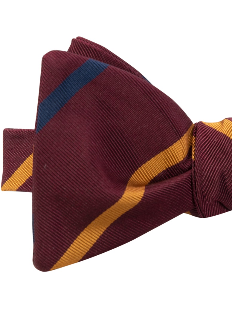 Mogador Double Bar Striped Bow Tie in Wine