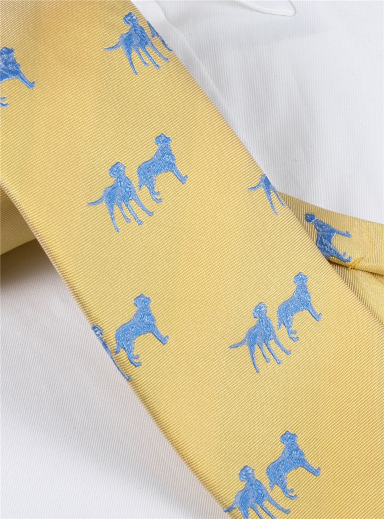 Silk Woven Lab Motif Tie in Sun