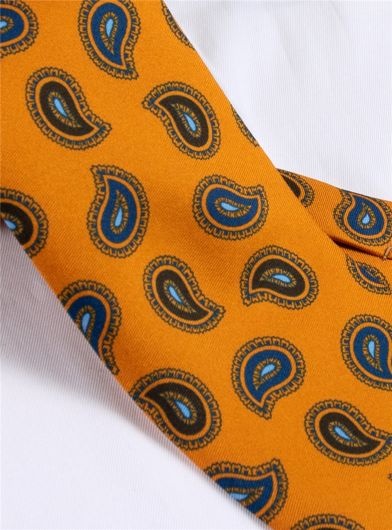 Silk Paisley Printed Tie in Marigold