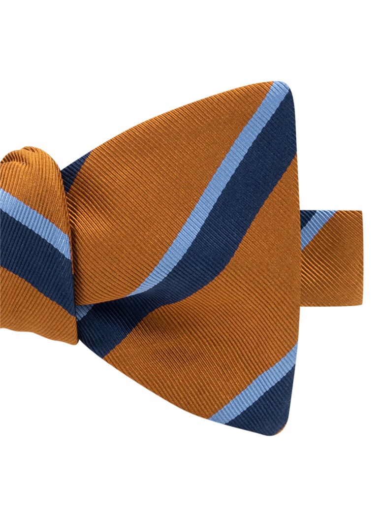 Mogador Silk Double Stripe Bow Tie in Amber