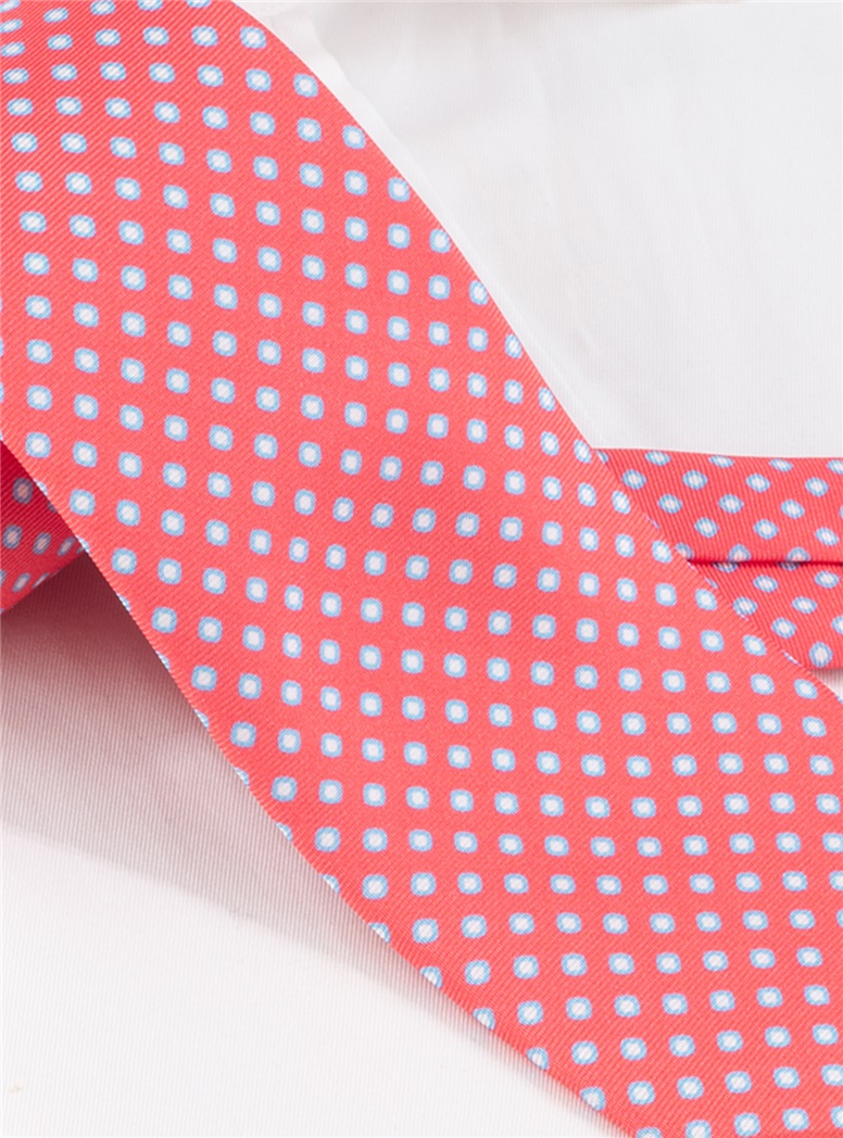 Printed Silk Tie in Pink