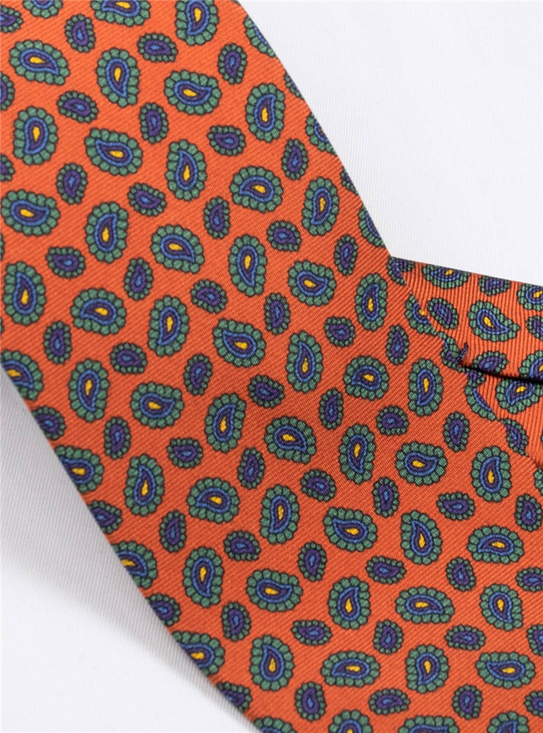 Silk Printed Paisley Tie in Copper