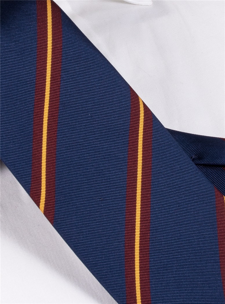 Mogador Silk Striped Tie in Navy
