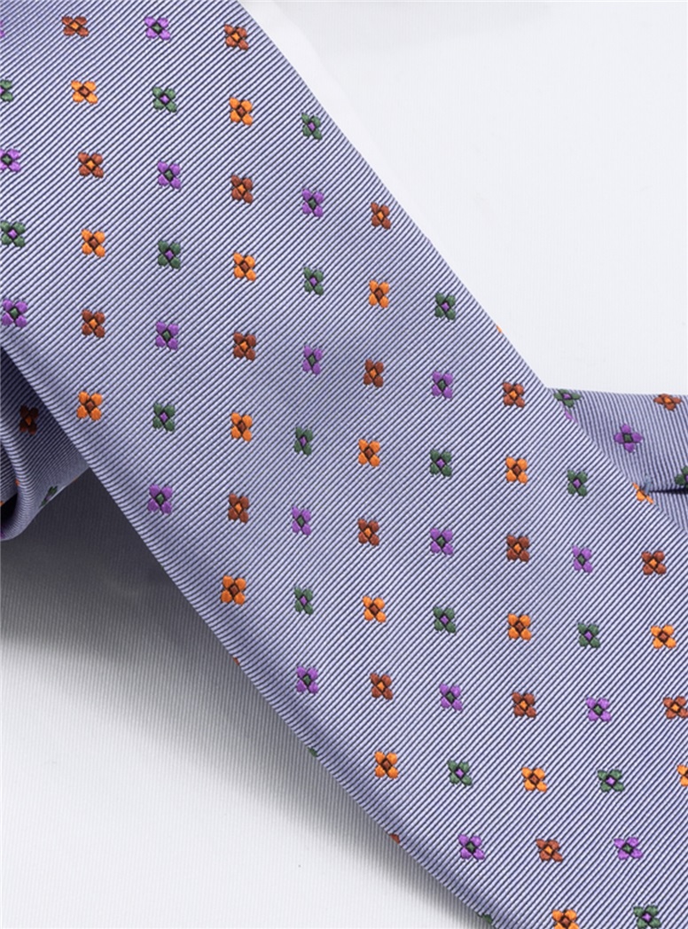 Silk Neat Print Woven Tie in Sky