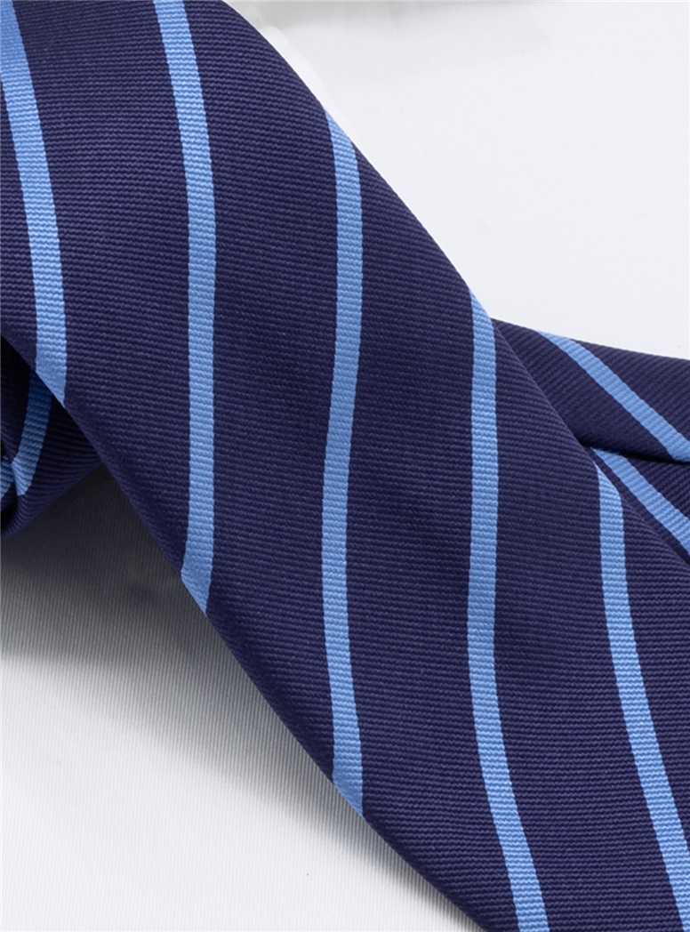 Silk Bar Striped Tie in Sky