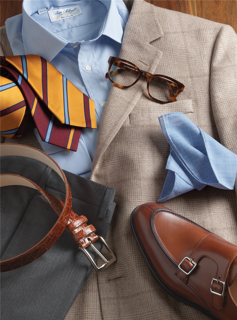 Cashmere Sport Coat with a Tan and Cream Windowpane