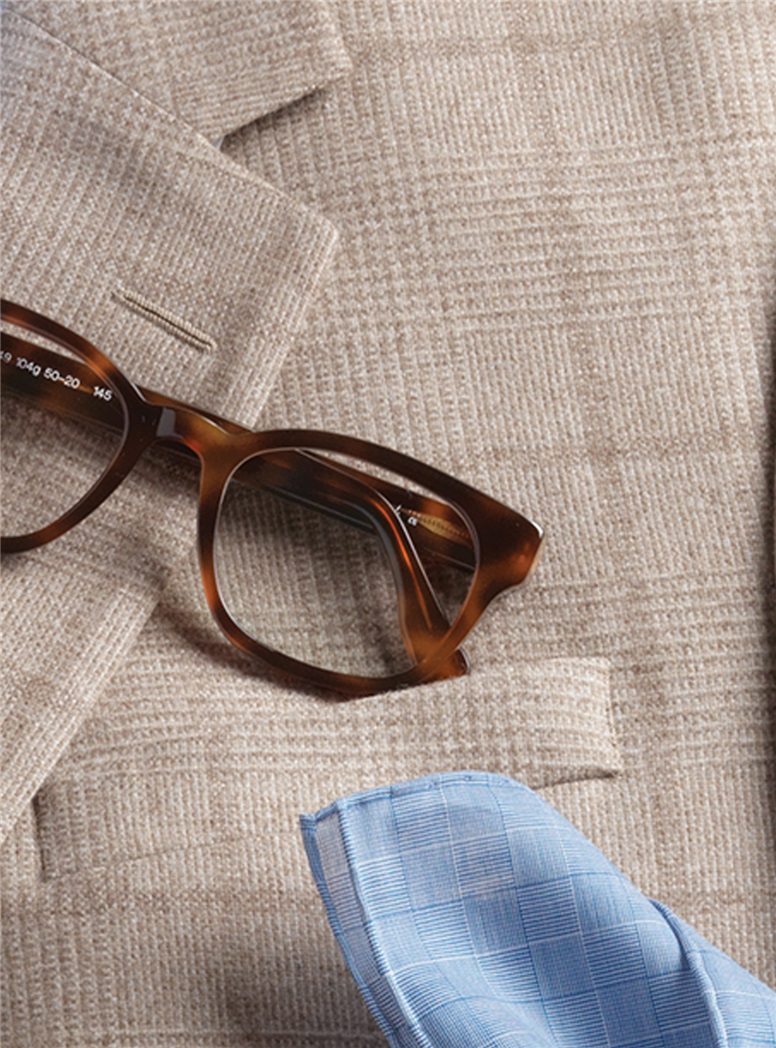 Cashmere Sport Coat with a Tan and Cream Windowpane