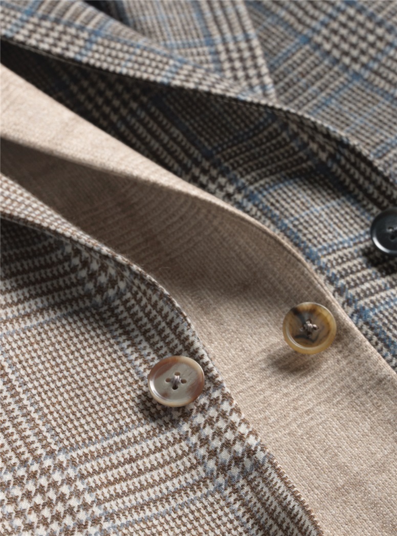 Cashmere Sport Coat with a Tan and Cream Windowpane