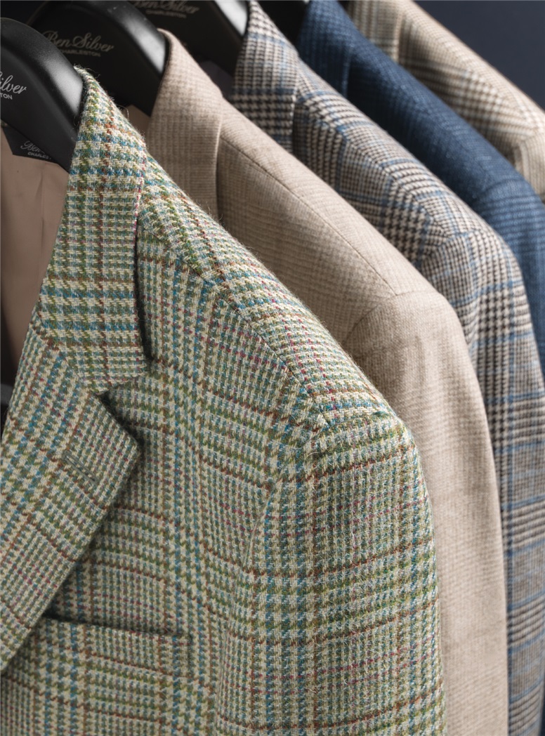 Cashmere Sport Coat with a Tan and Cream Windowpane