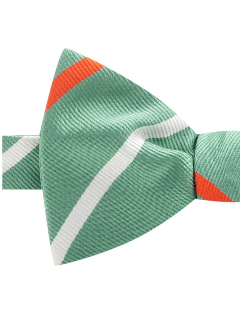 Silk Bar Striped Bow Tie in Mint