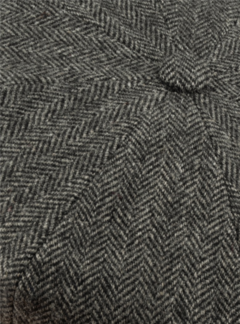 Wool Black and White Herringbone Cap