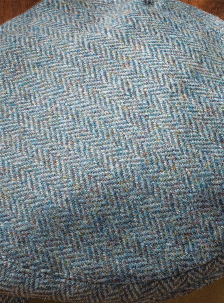 Wool Garforth Cap in Atlantic Blue Herringbone