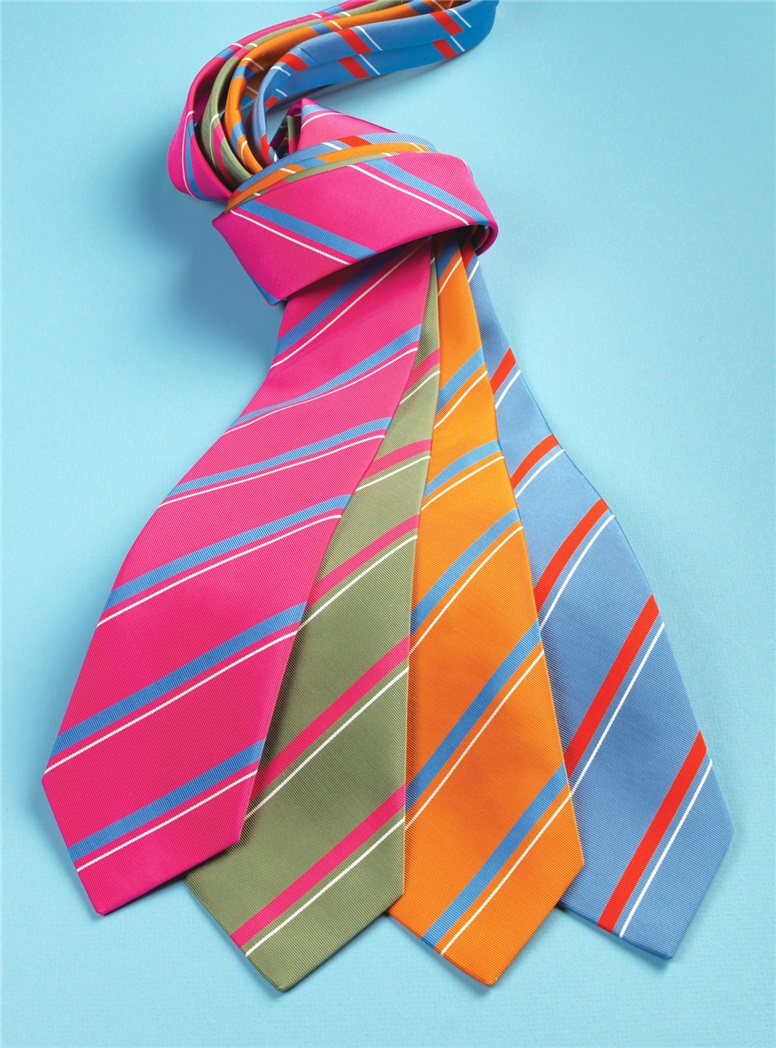 Mogador Silk Striped Tie in Tangerine