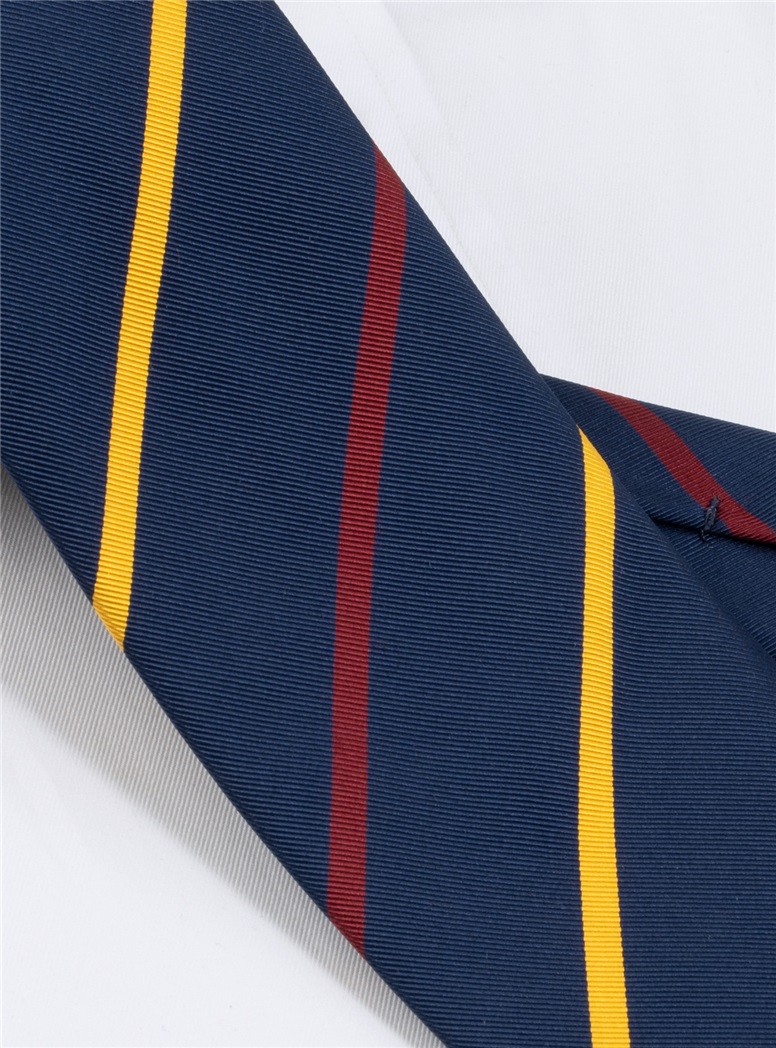 Mogador Double Bar Striped Tie in Navy