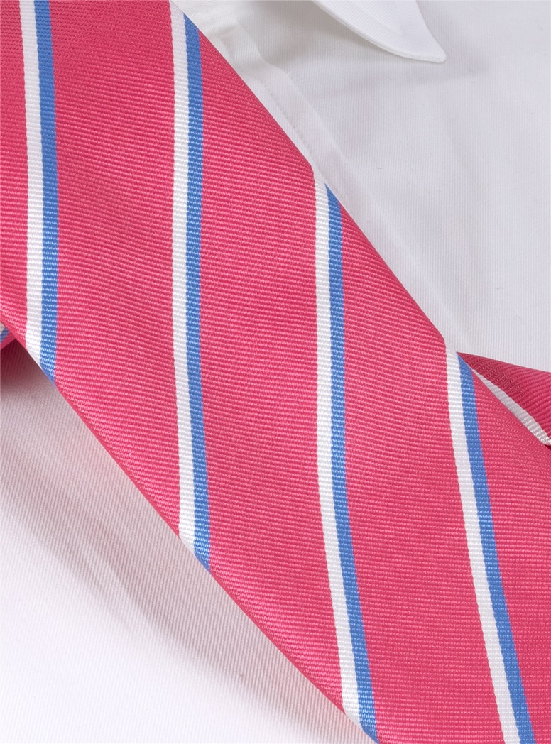 Silk Striped Tie in Azalea