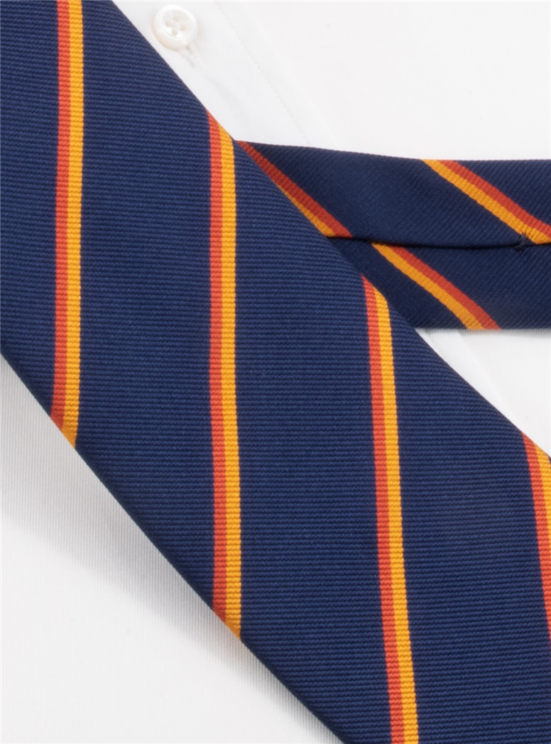 Silk Striped Tie in Navy