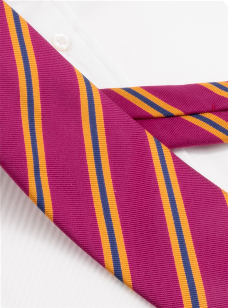 Silk Striped Tie in Magenta