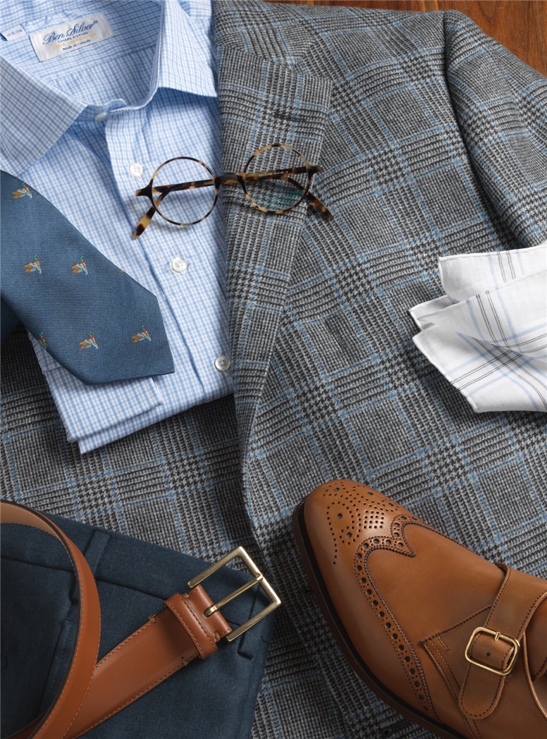 Cobalt and Charcoal Glen Plaid Sport Coat