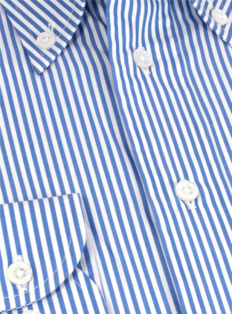 Medium Blue and White Stripe Buttondown