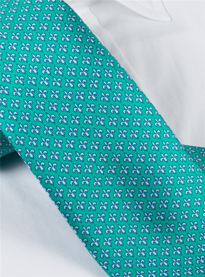 Fleur De Lis Tie in Turquoise